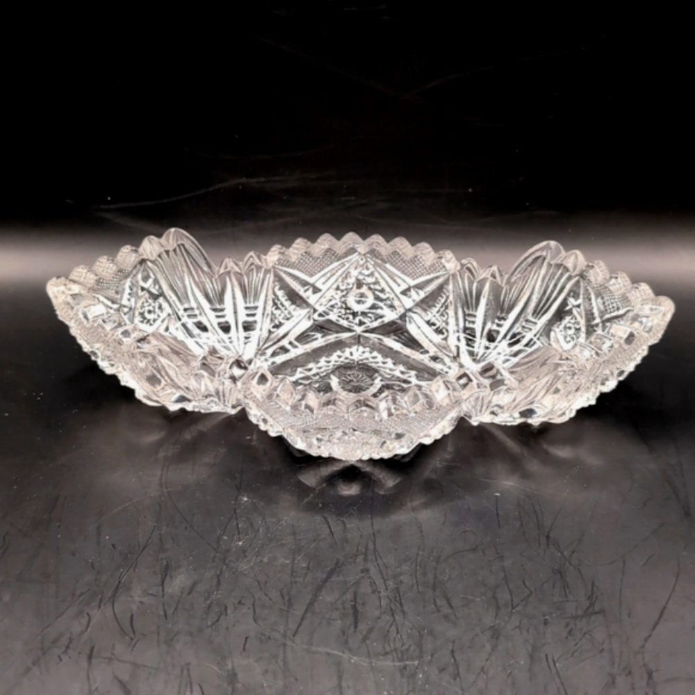 Vintage EAPG Imperial Glass Nucut Pattern #564 Oblong Pressed Glass Relish Dish